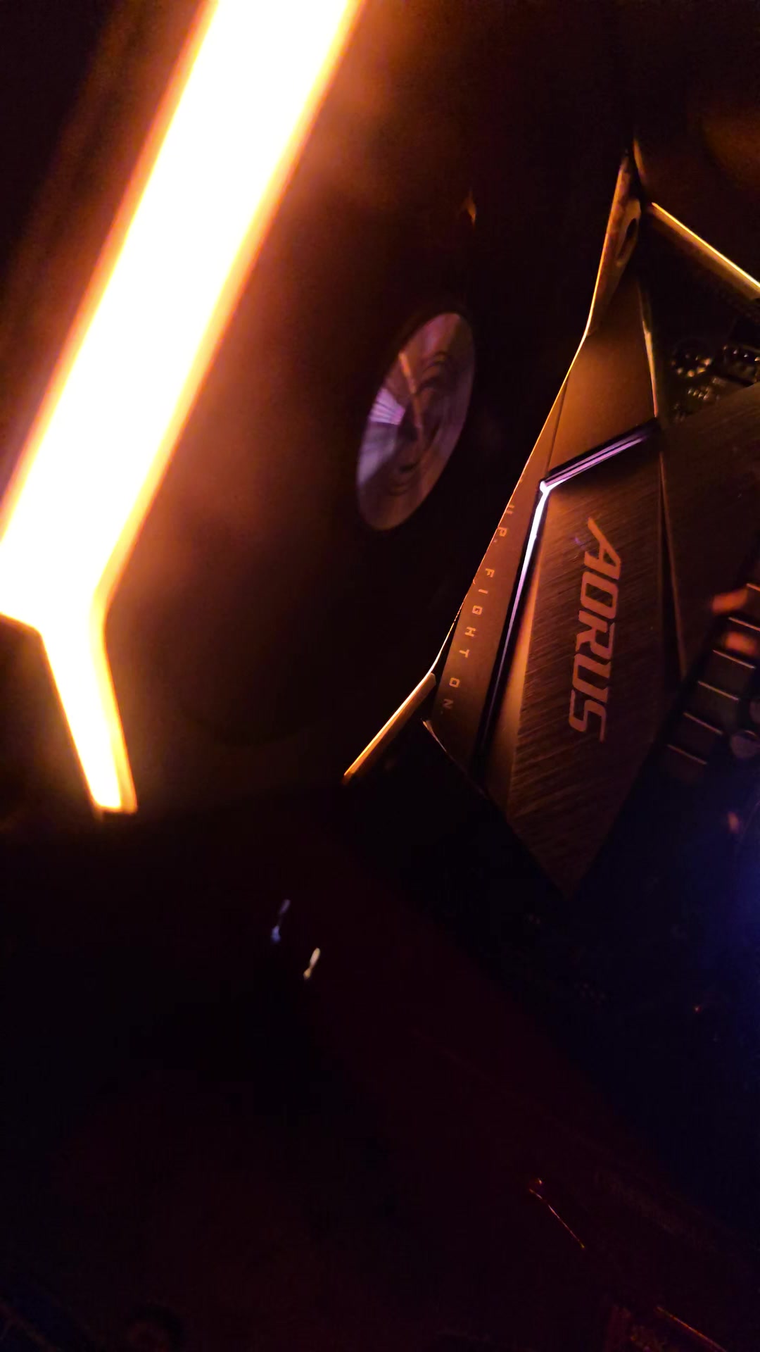 Amber light strip across the interior of Blackprism 004